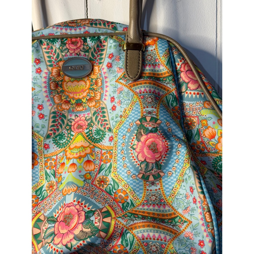 Oilily Multicolor Floral Paisley Shoulder Bag with Tan Handles - Picture 7 of 13